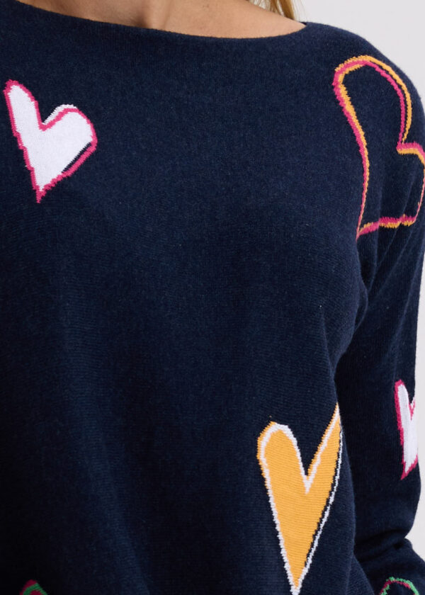 ZAKET & PLOVER -ZP7713 Intarsia Hearts -Denim - Image 3