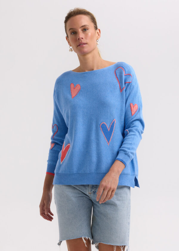 ZAKET & PLOVER -ZP7713 Intarsia Hearts -Chambray - Image 3