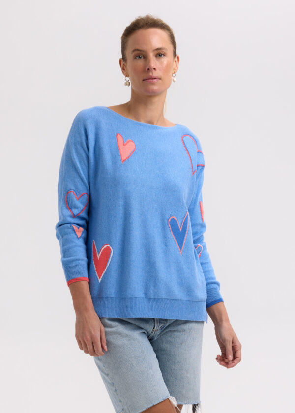 ZAKET & PLOVER -ZP7713 Intarsia Hearts -Chambray - Image 2