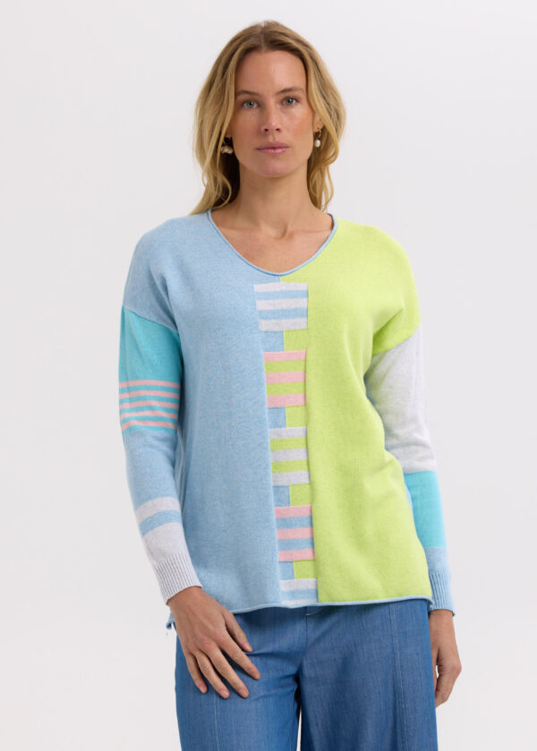 ZAKET & PLOVER -ZP7714 Ladder Stripe V-Baby blue - Image 6
