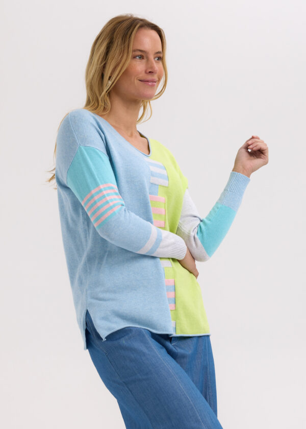ZAKET & PLOVER -ZP7714 Ladder Stripe V-Baby blue