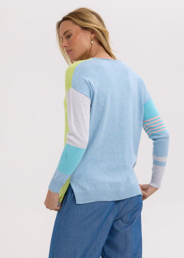 ZAKET & PLOVER -ZP7714 Ladder Stripe V-Baby blue - Image 3