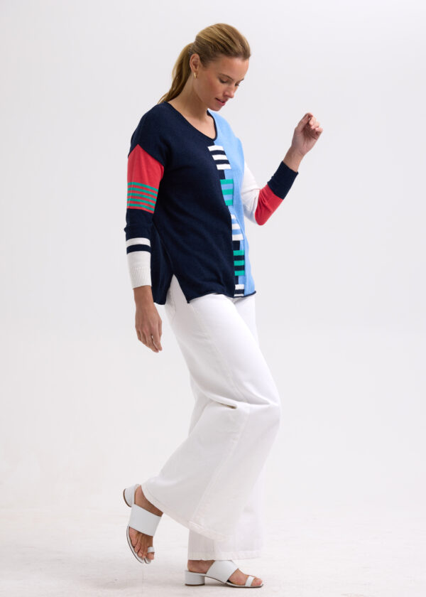 ZAKET & PLOVER -ZP7714 Ladder Stripe V-Dk Denim - Image 5