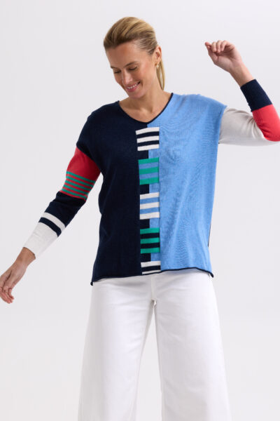 ZAKET & PLOVER -ZP7714 Ladder Stripe V-Dk Denim