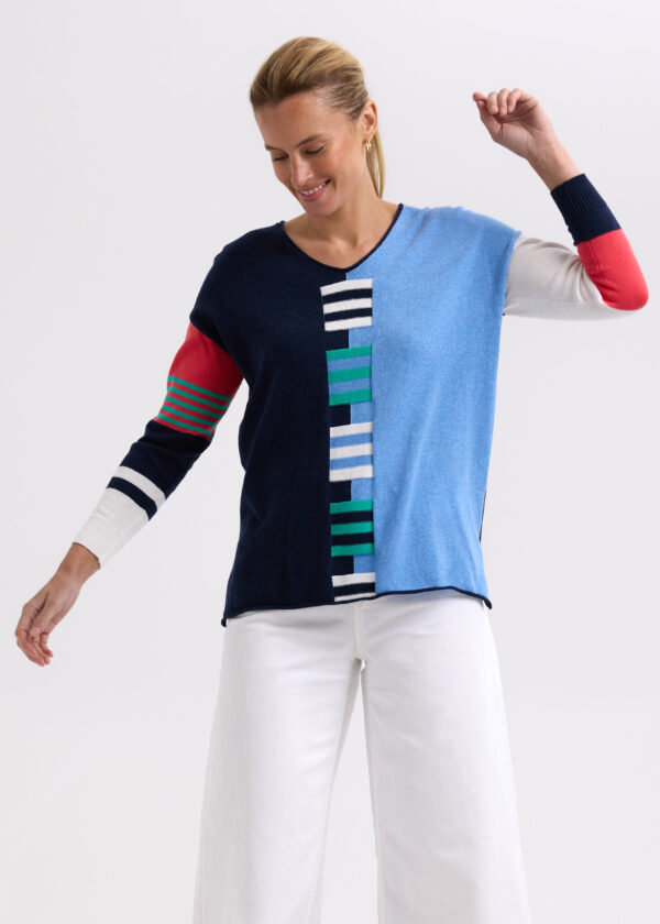 ZAKET & PLOVER -ZP7714 Ladder Stripe V-Dk Denim