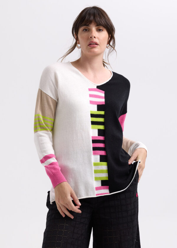 ZAKET & PLOVER -ZP7714 Ladder Stripe V- White - Image 6