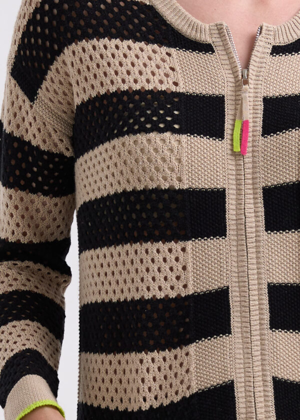 ZAKET & PLOVER -ZP7718 Pointelle Zip Cardi -Latte - Image 4