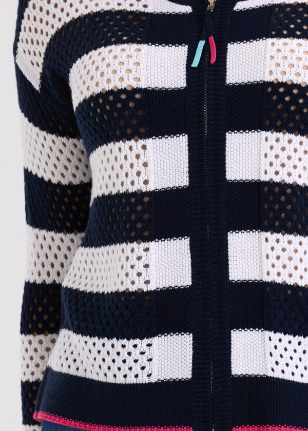 ZAKET & PLOVER -ZP7718 Pointelle Zip Cardi -Navy - Image 6