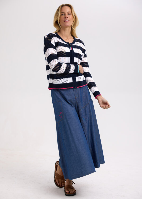 ZAKET & PLOVER -ZP7718 Pointelle Zip Cardi -Navy - Image 5