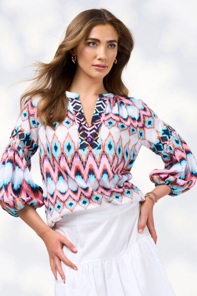 Loobie’s Story - Nomad Blouse LS3004N - White Multi