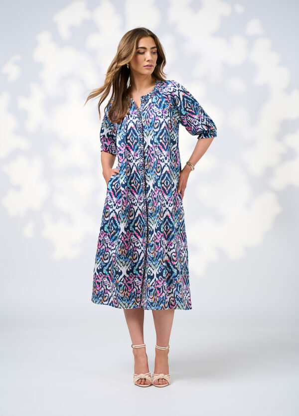 Loobie’s Story - Gypset Midi Dress LS3005 - White Multi