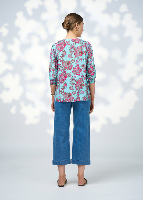 Loobie’s Story - Indie Blouse LS3012 - Tiffany Blue Multi - Image 4