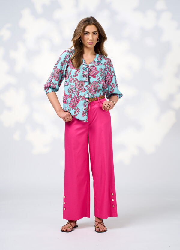 Loobie’s Story - Indie Blouse LS3012 - Tiffany Blue Multi - Image 2