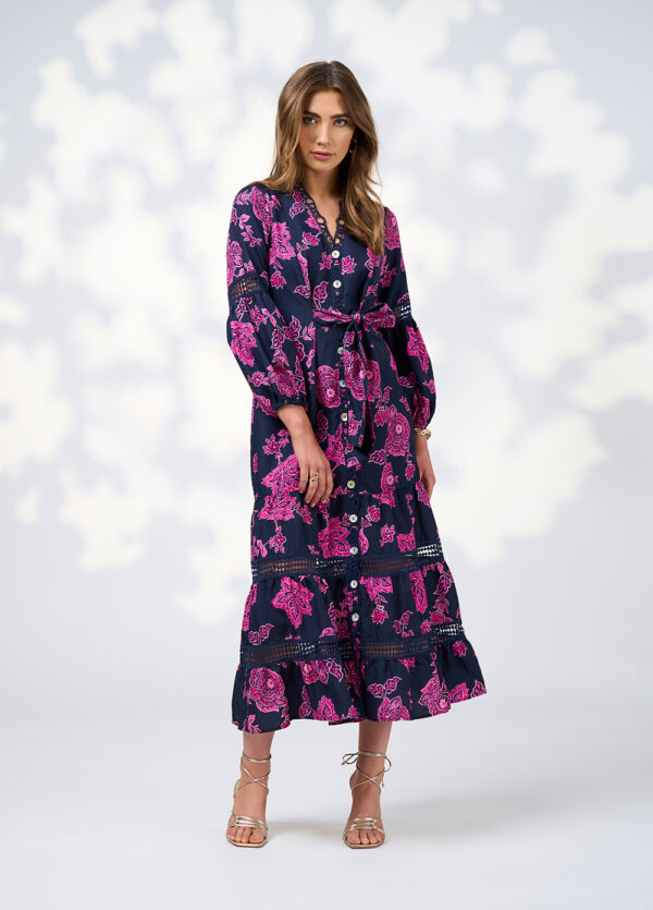 Loobie’s Story - Indie Midi Dress LS3016 - Indigo Multi - Image 2