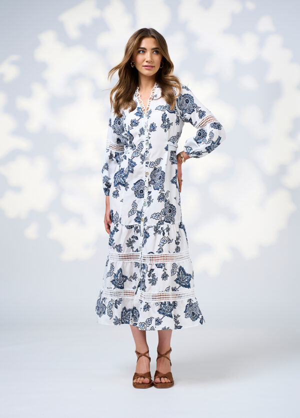 Loobie’s Story - Indie Midi Dress LS3016 - Silk White Multi - Image 2