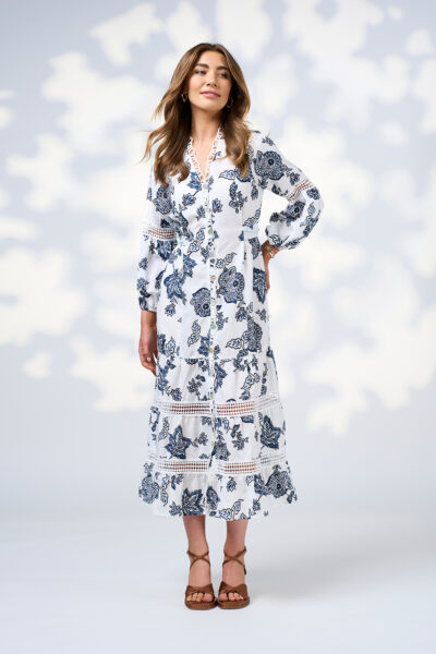 Loobie’s Story - Indie Midi Dress LS3016 - Silk White Multi