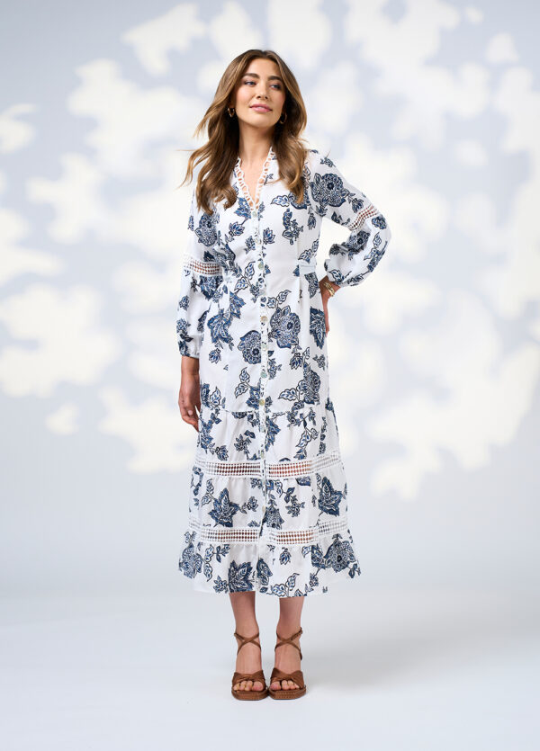 Loobie’s Story - Indie Midi Dress LS3016 - Silk White Multi