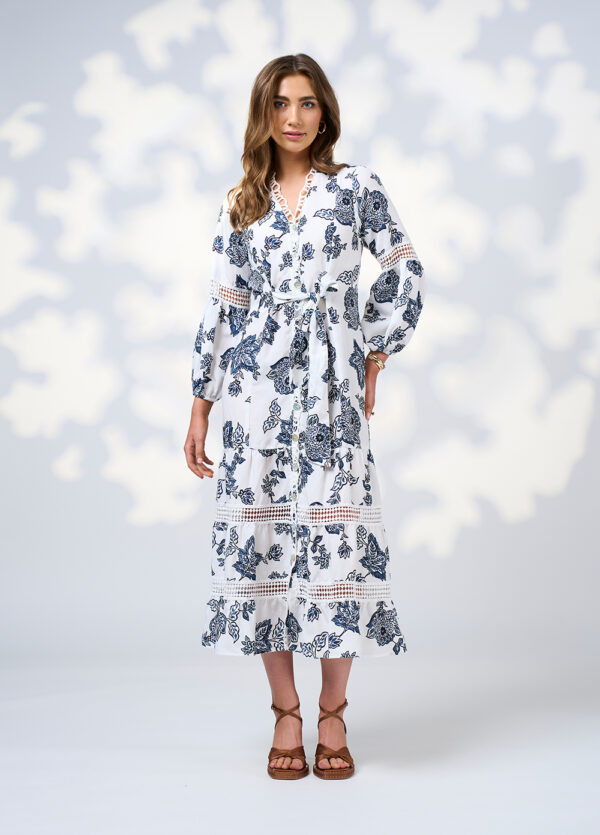 Loobie’s Story - Indie Midi Dress LS3016 - Silk White Multi - Image 3