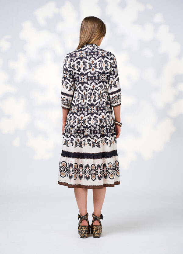 Loobie’s Story - Zoe Midi Dress LS3035 - Ecru Multi - Image 2