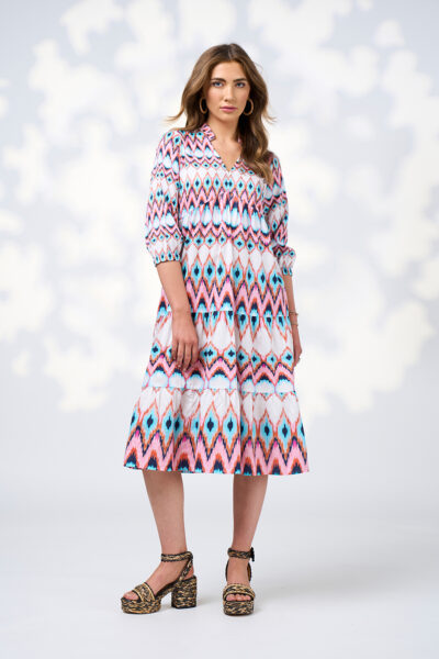 Loobie’s Story - Nomad Midi Dress LS3035N - White Multi
