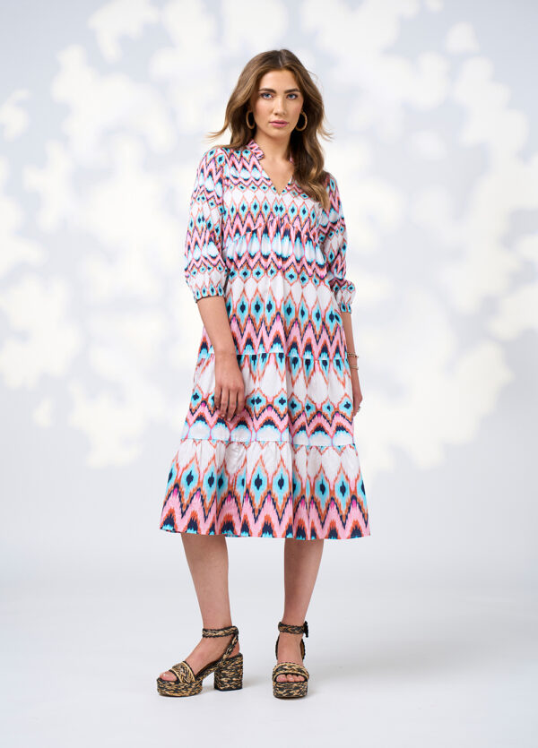 Loobie’s Story - Nomad Midi Dress LS3035N - White Multi