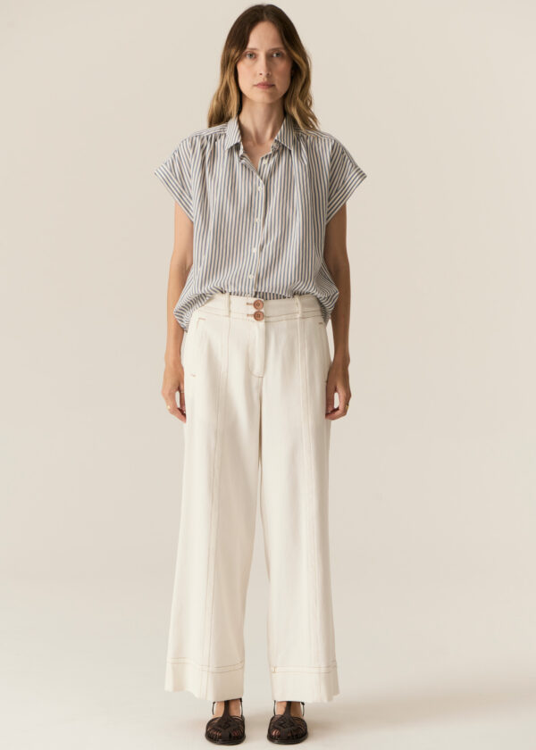 POL - Vera Cap Sleeve Shirt PP5505 - Blue Stripe - Image 5