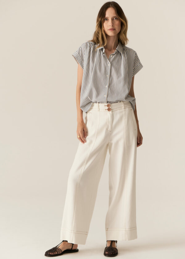 POL - Vera Cap Sleeve Shirt PP5505 - Blue Stripe - Image 2