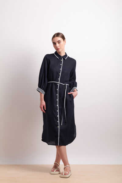 Neris - Ric Rac Shirt Dress SN2771 - Indigo
