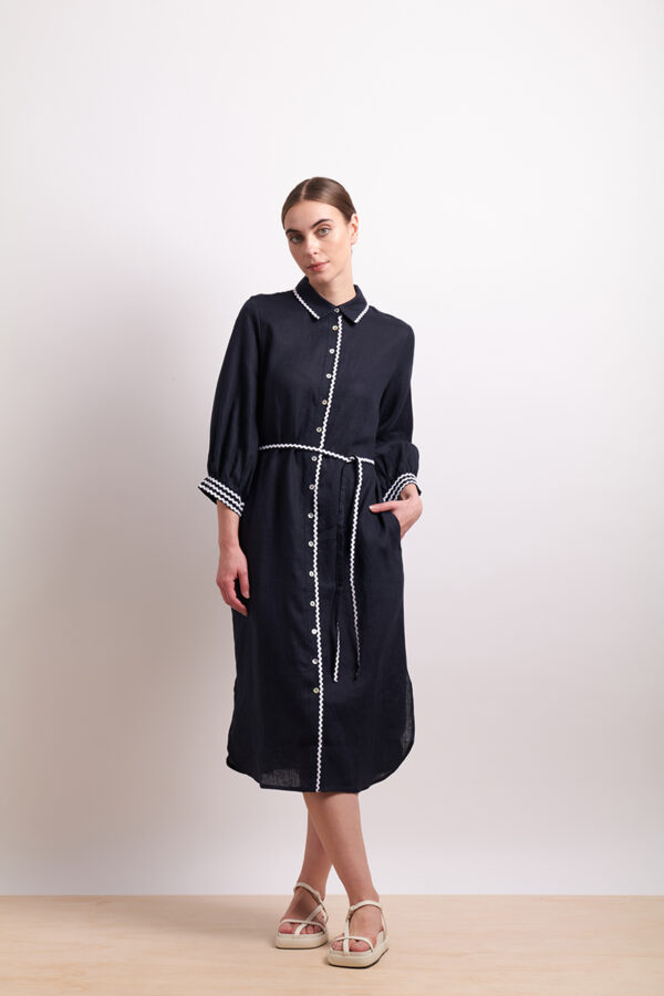 Neris - Ric Rac Shirt Dress SN2771 - Indigo