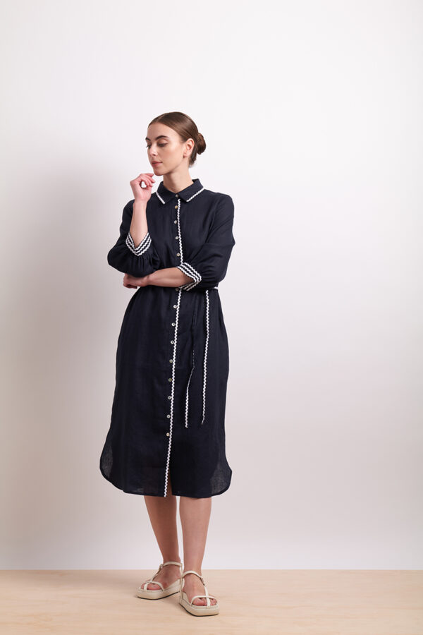 Neris - Ric Rac Shirt Dress SN2771 - Indigo - Image 2
