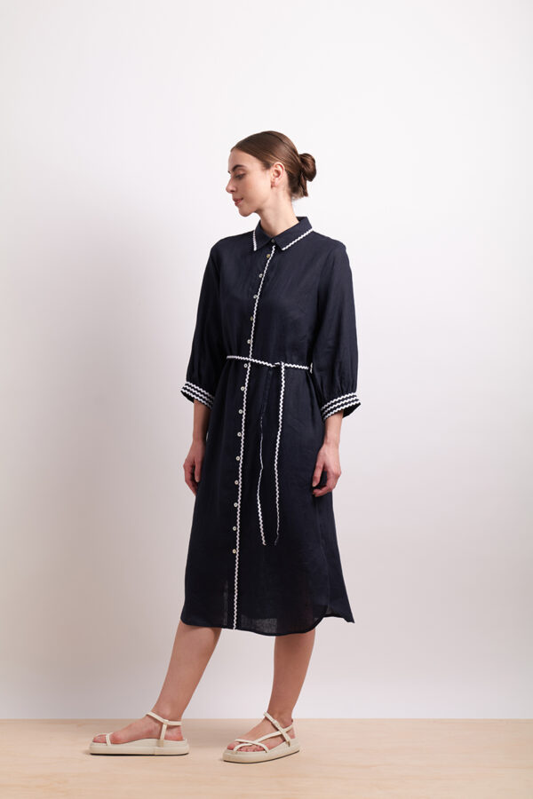 Neris - Ric Rac Shirt Dress SN2771 - Indigo - Image 4