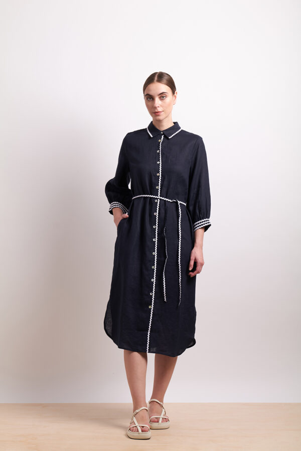 Neris - Ric Rac Shirt Dress SN2771 - Indigo - Image 5