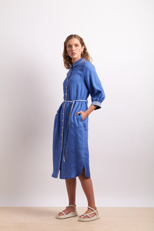 Neris - Ric Rac Shirt Dress SN2771 - Marina - Image 2