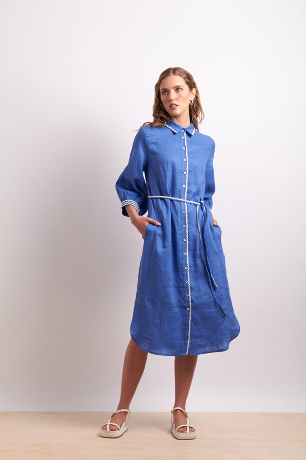 Neris - Ric Rac Shirt Dress SN2771 - Marina - Image 3