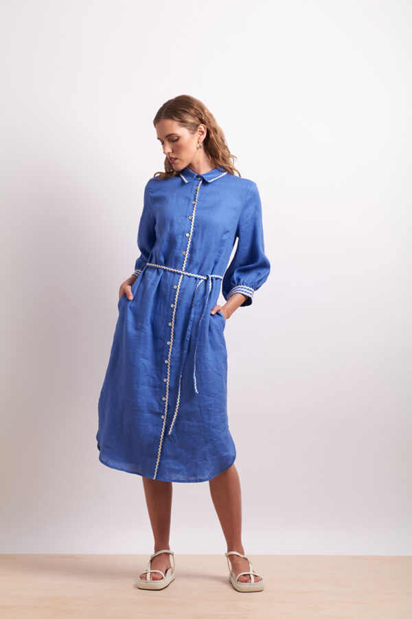 Neris - Ric Rac Shirt Dress SN2771 - Marina - Image 4