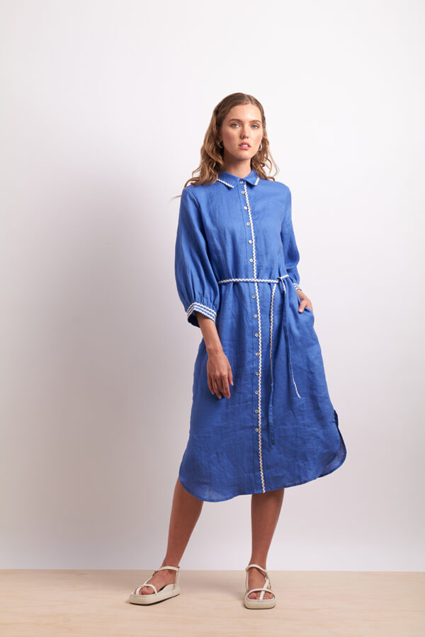 Neris - Ric Rac Shirt Dress SN2771 - Marina - Image 5