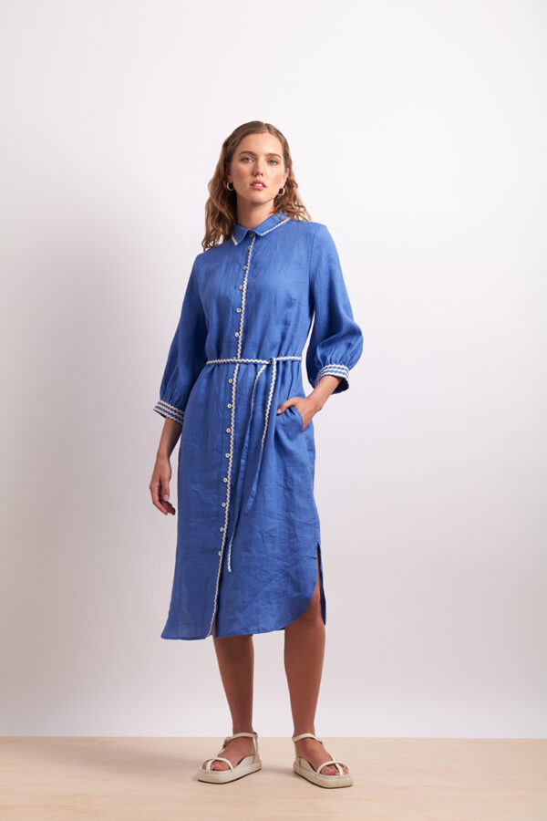 Neris - Ric Rac Shirt Dress SN2771 - Marina - Image 6