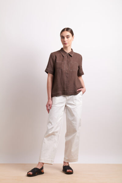 Neris - In Contrast Shirt SN2788 - Cocoa