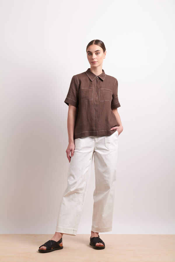 Neris - In Contrast Shirt SN2788 - Cocoa