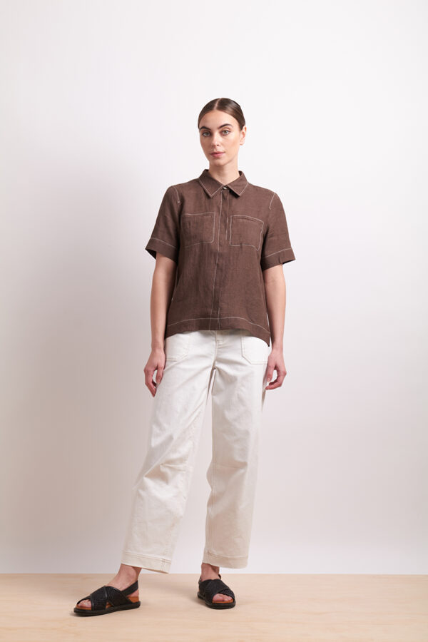 Neris - In Contrast Shirt SN2788 - Cocoa - Image 2