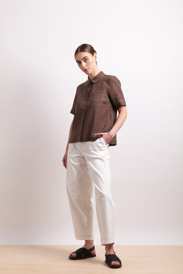 Neris - In Contrast Shirt SN2788 - Cocoa - Image 4