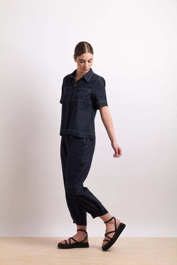 Neris - In Contrast Shirt SN2788 - Indigo - Image 3