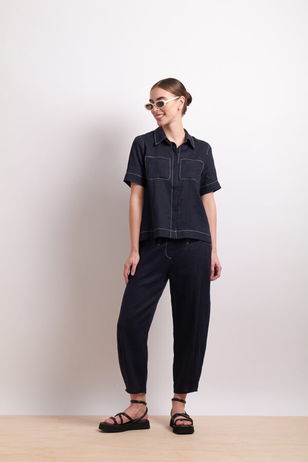 Neris - In Contrast Shirt SN2788 - Indigo - Image 4
