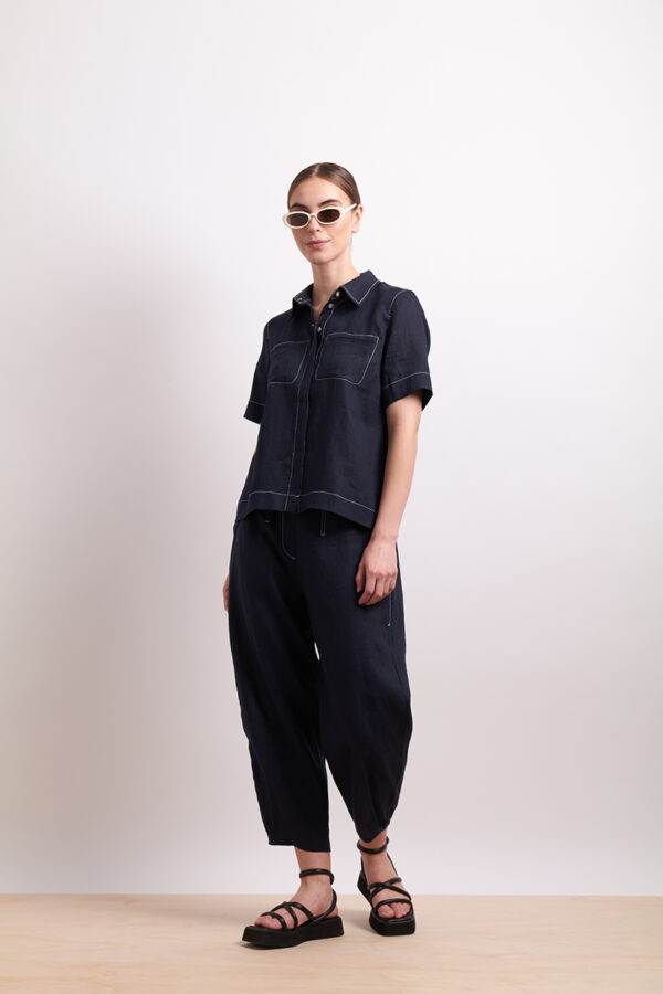 Neris - In Contrast Shirt SN2788 - Indigo - Image 5