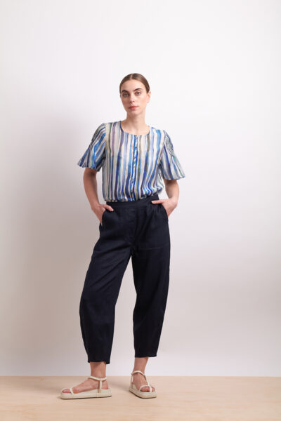 Neris - Draw The Line Blouse SN2838 - Azure Stripe