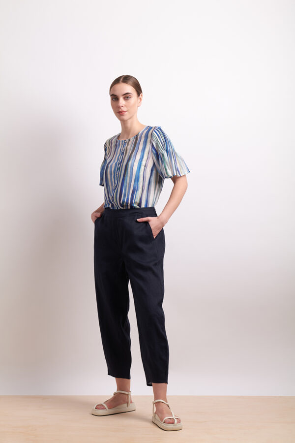 Neris - Draw The Line Blouse SN2838 - Azure Stripe - Image 2