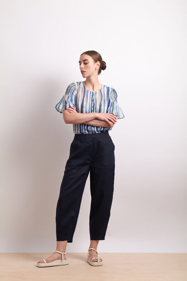 Neris - Draw The Line Blouse SN2838 - Azure Stripe - Image 3