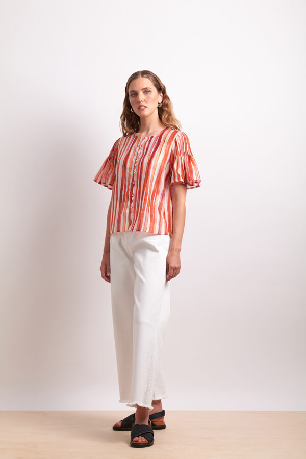 Neris - Draw The Line Blouse SN2838 - Koi Stripe - Image 2