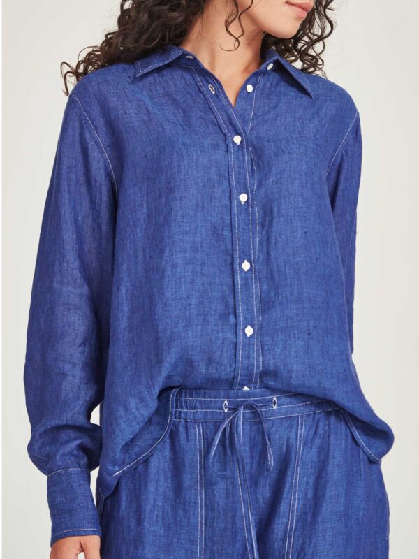SILLS - 12740 Princeton Linen Shirt- Iris - Image 4