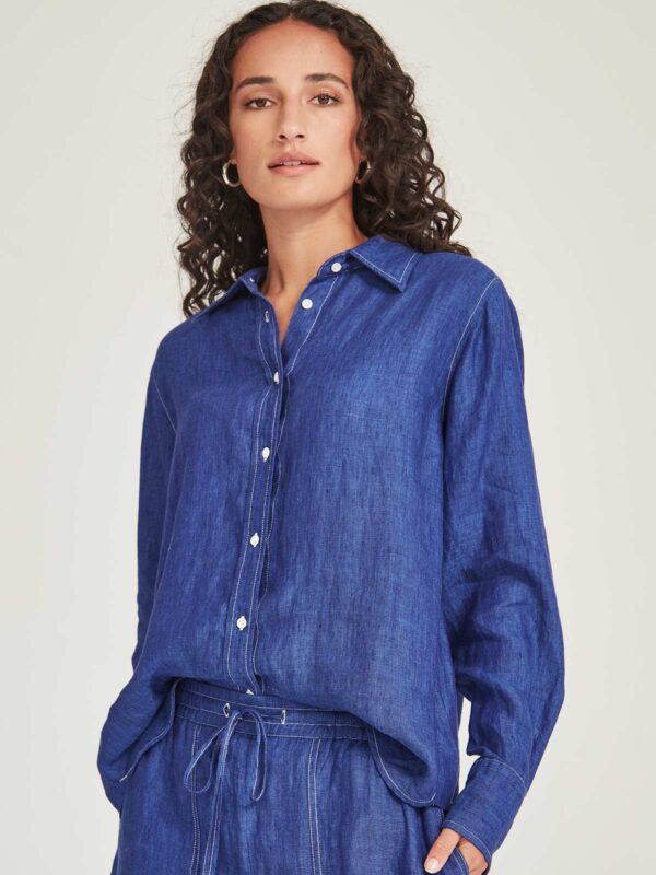 SILLS - 12740 Princeton Linen Shirt- Iris - Image 3